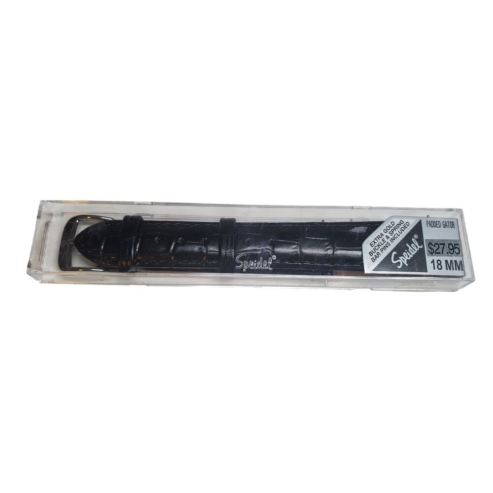 Speidel Watch Band - Padded Gator Leather - BLK 18mm 976-520